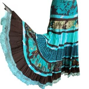 ALBERTO MAKALI Bohemian Multicolor Maxi Skirt. 10